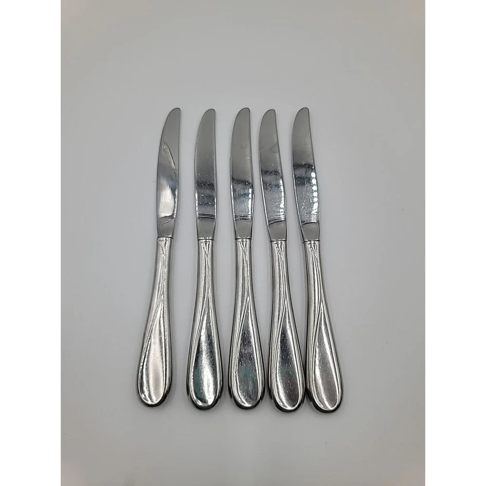 Oneida FLIGHT RELIANCE Stainless 5 Dinner Knives Glossy China‎ Flatware